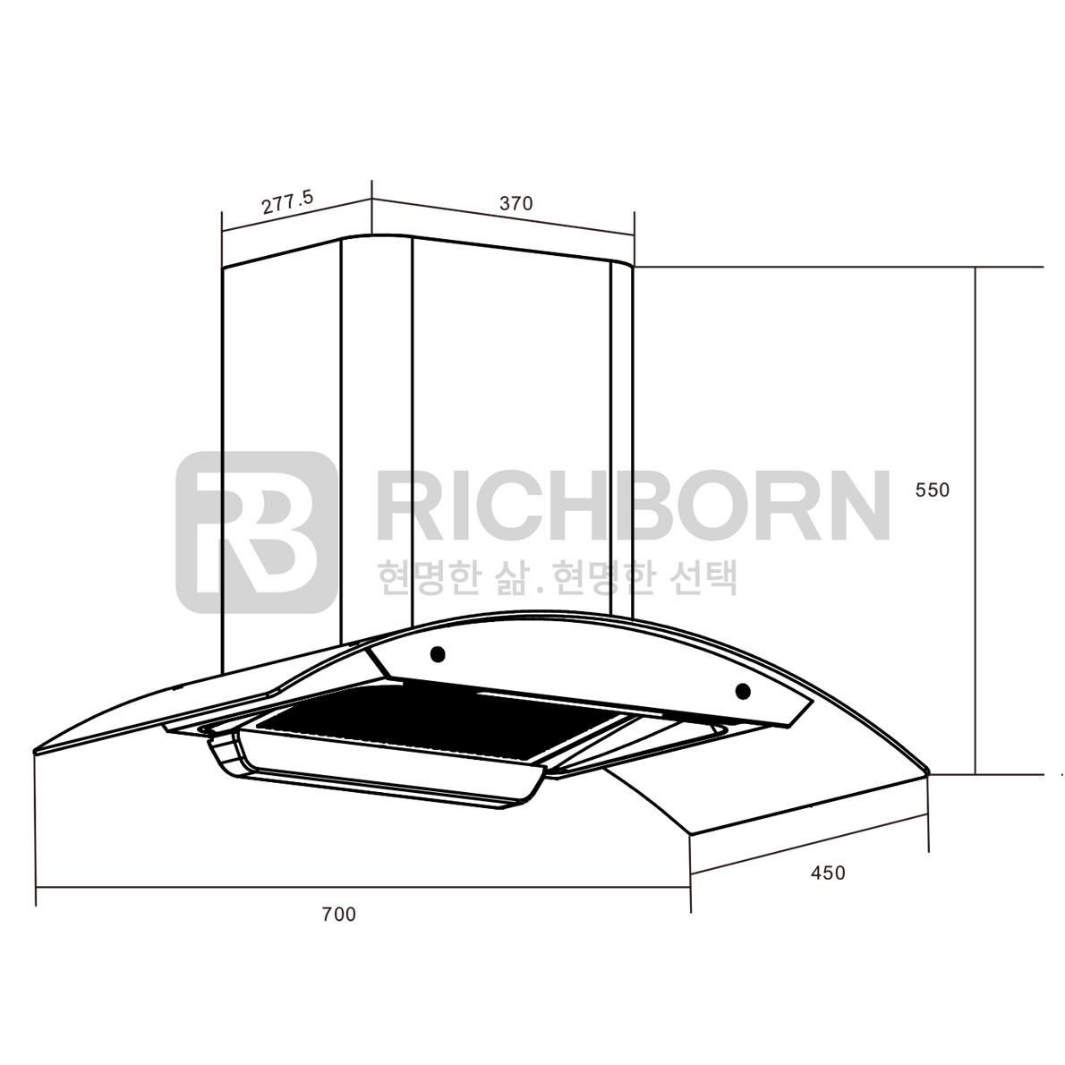 kích thước RICHBORN RHA70GHMB